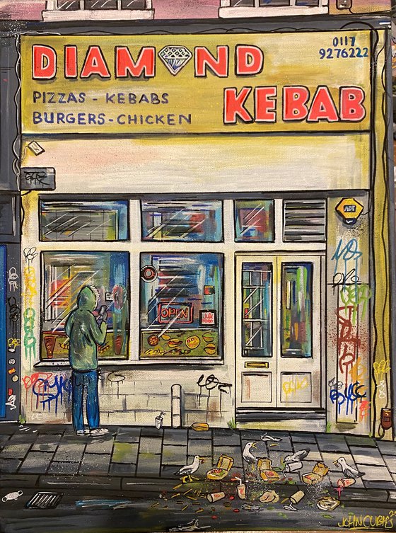 Diamond kebab- original  on canvas board