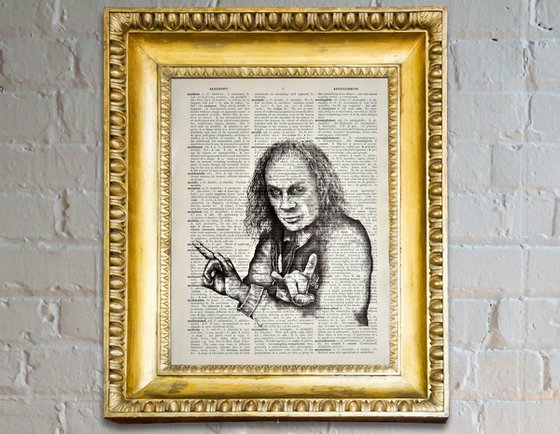 Ronnie James Dio - Collage Art on Large Real English Dictionary Vintage Book Page