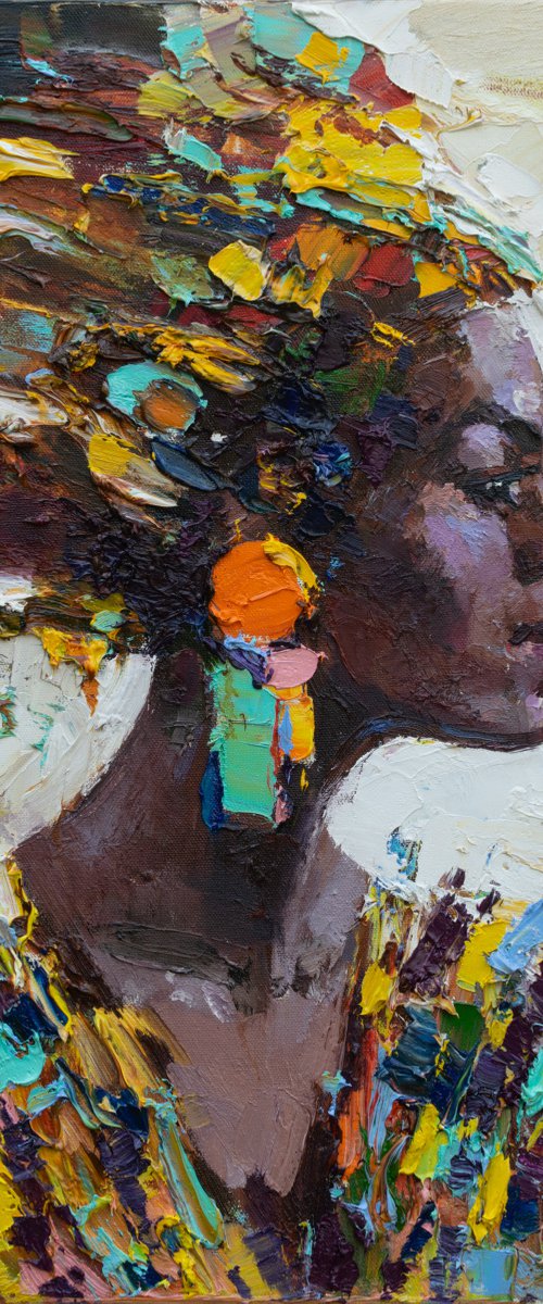 African woman portrait Original oil painting by Anastasiia Valiulina
