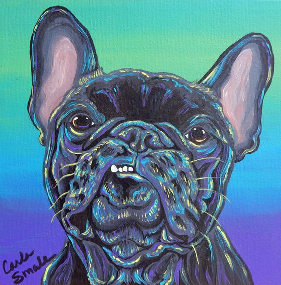 8 x 8 inch Original retailer French Bulldog Painting Acrylic on Stretched Canvas