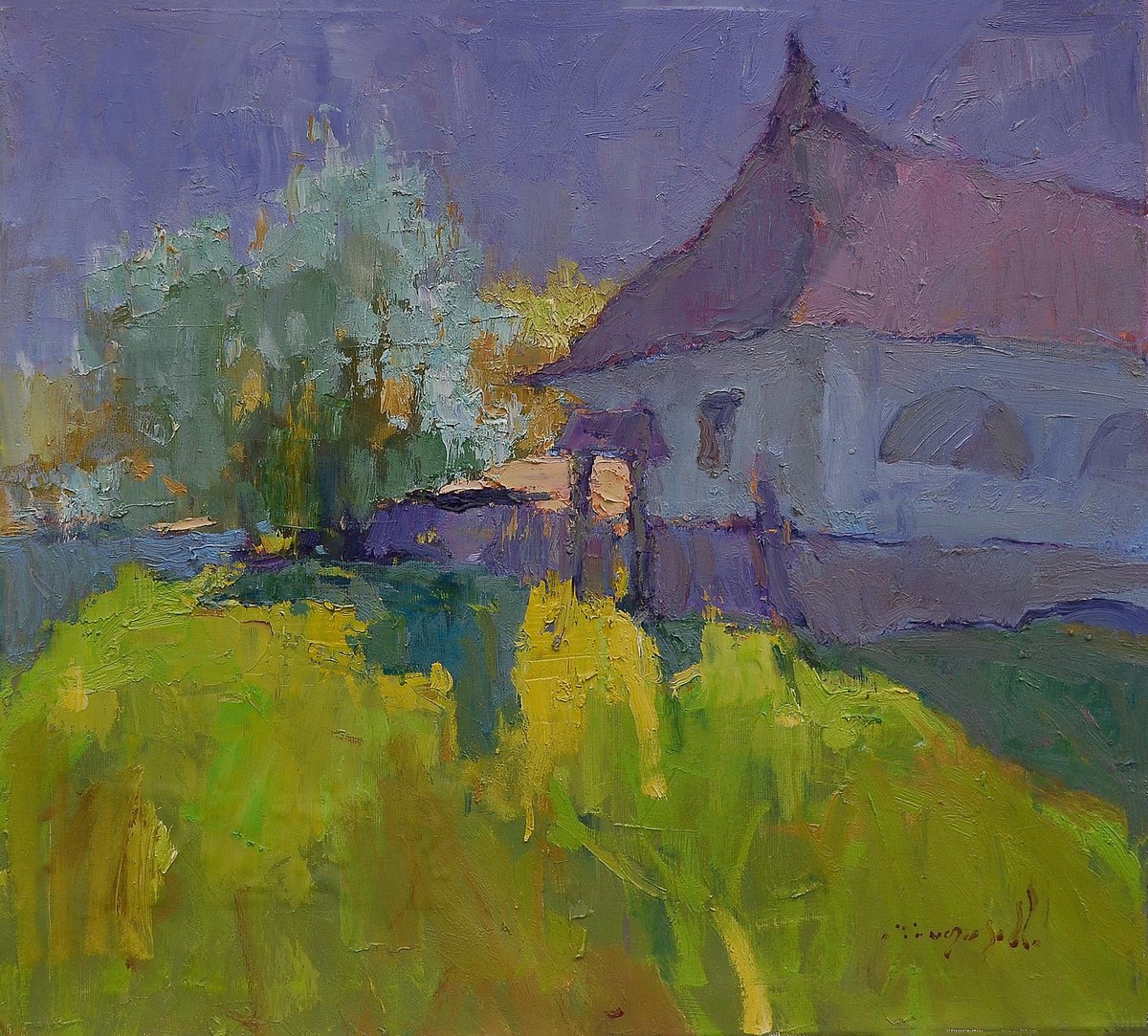 Impressionistic Landscape Oil Painting By Alexander Shandor, 24 X 22, Zatysyanskyy Museum, Original Artwork