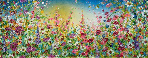 Wild Pink Floral Meadow by Jan Rogers