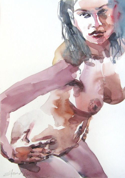 nude   ( looking you ) by Goran Žigolić Watercolors