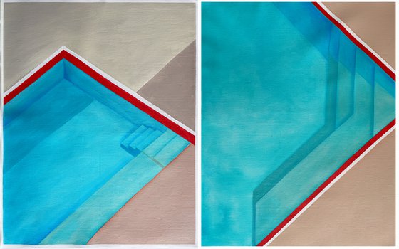 Swimming pool Abstract geometric SP3,4 Diptych