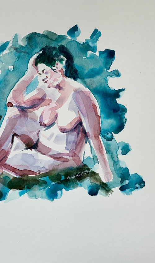 Nude Lady Watercolour 2 by Paul Gurney