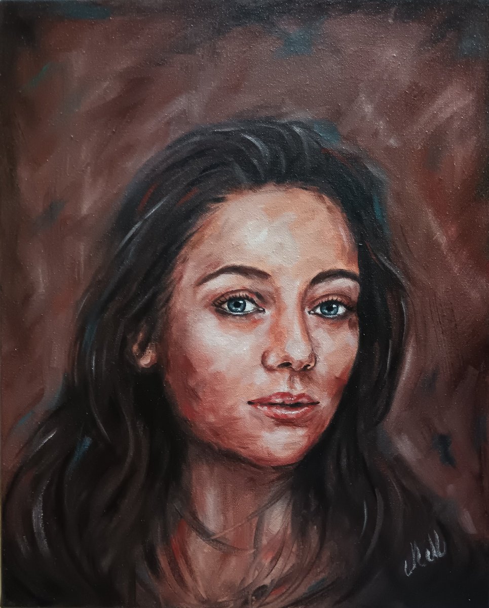 Impressionistic Portrait Oil Painting By Mateja Marinko, 16 X 20", Woman