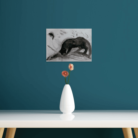 Cat and Bird C20-3, 29x21 cm