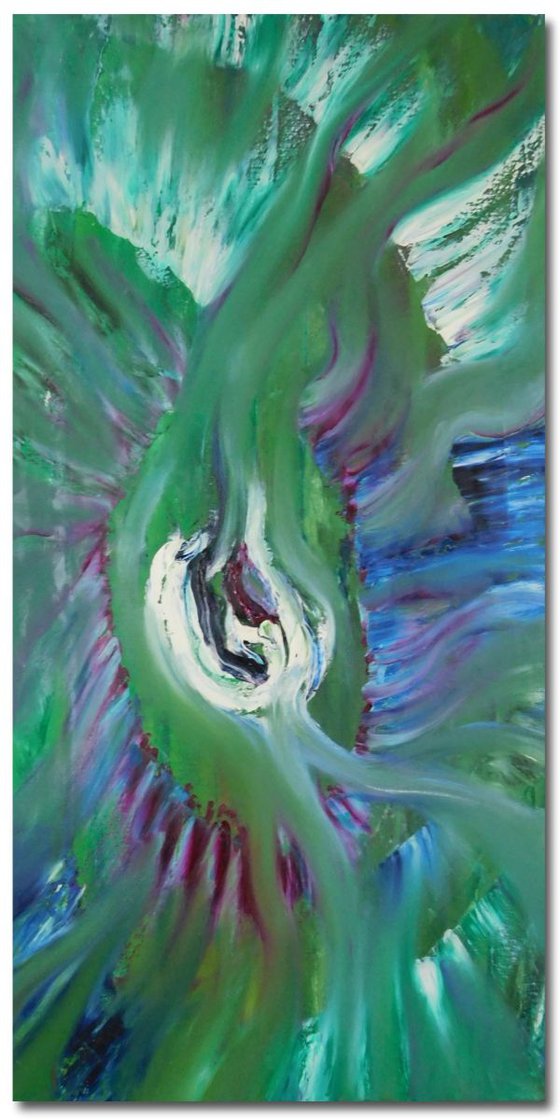 Seed power - 40x80 cm, Original abstract painting, oil on canvas