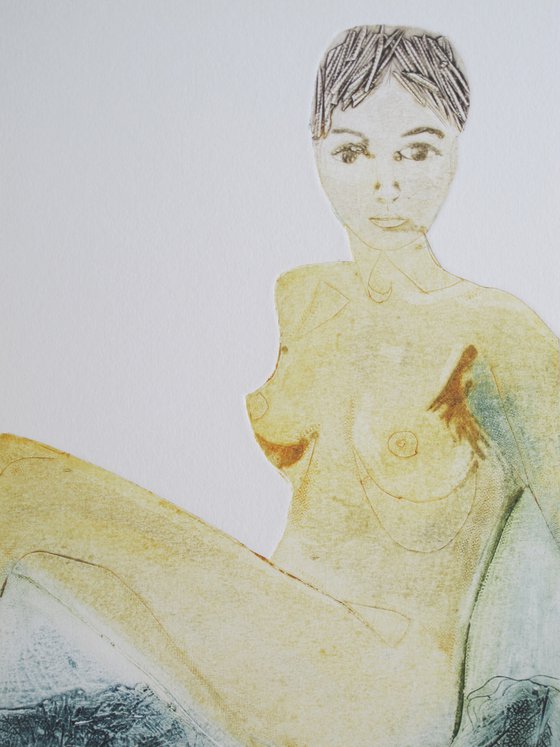 Golden Seated Female Nude
