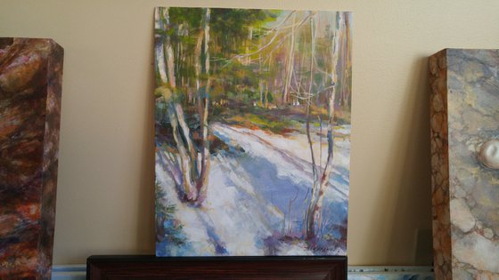 "Thaw" Original one of a kind acrylic on canvas board painting (12.5x15.5x1" framed size)