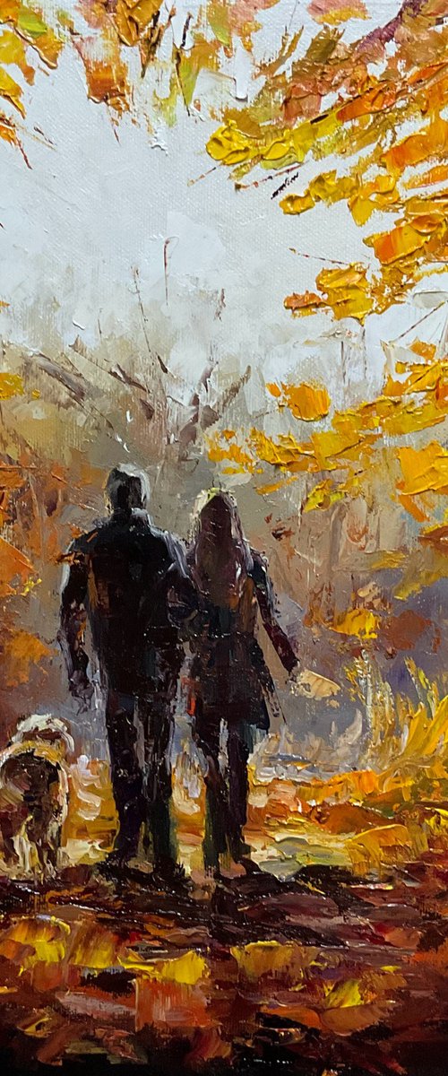 Walking with dog. Autumn. by Mariia Hyhar