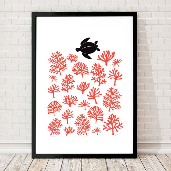 Sea Turtle Print A2 Size - Framed - FREE UK Delivery