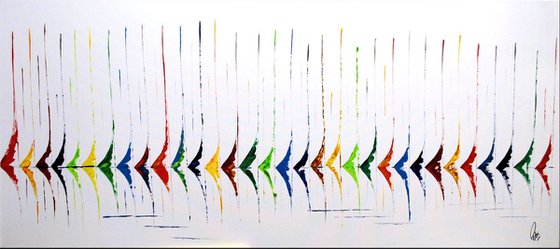 Big Race- Abstract- Colourfull Sailboat Painting- Large Acrylic Art Canvas Wart Art Ready to hang