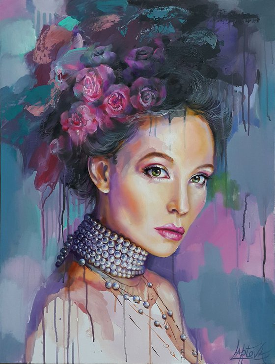 Painting - Pearl - original woman portrait