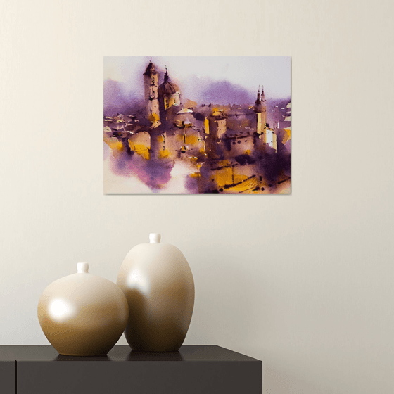 Urbino. Original watercolor painting