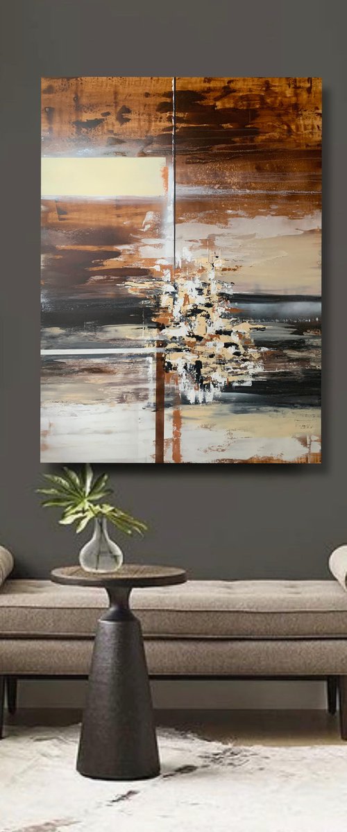 Secrets of Sepia, White and black lines. Abstract original luxury. by Marina Skromova