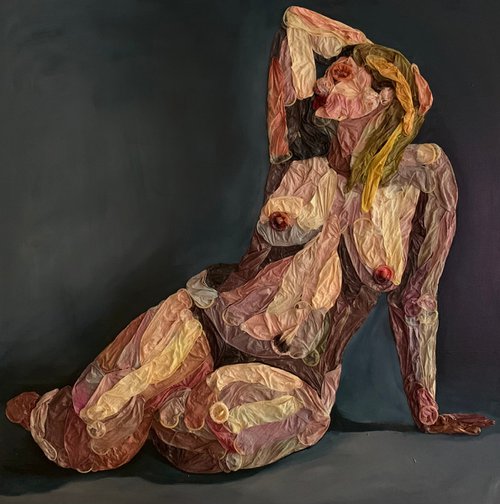 Naked woman nude female condom artwork by Emmanouil Nanouris