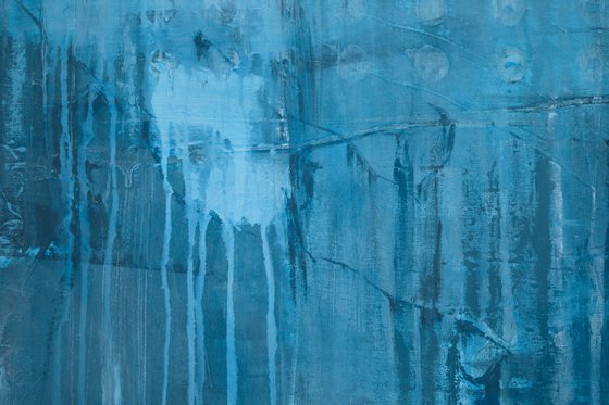 Blue Sea Tie-Dye Wabi-Sabi #8 48x36" abstract by Bo Kravchenko