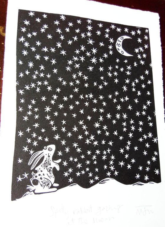 Spotty Rabbit Gazing at the Moon