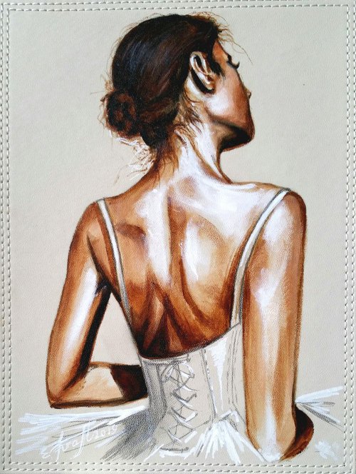 "Ballet  dancer III " Original  acryliic painting on board 22x29x,0.5cm.ready to hang by Elena Kraft