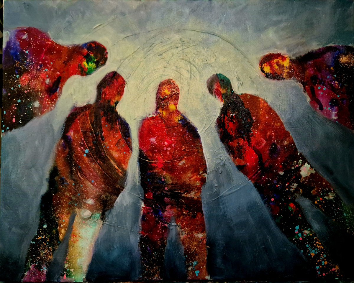 Abstract Portrait Acrylic Painting By Leezee Lee ( Georgiana L. Nicolae), 20 X 16", Cosmic Unconscious, Original Artwork