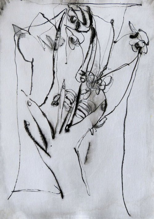 Florist, Ink on Paper 41x29 cm by Frederic Belaubre