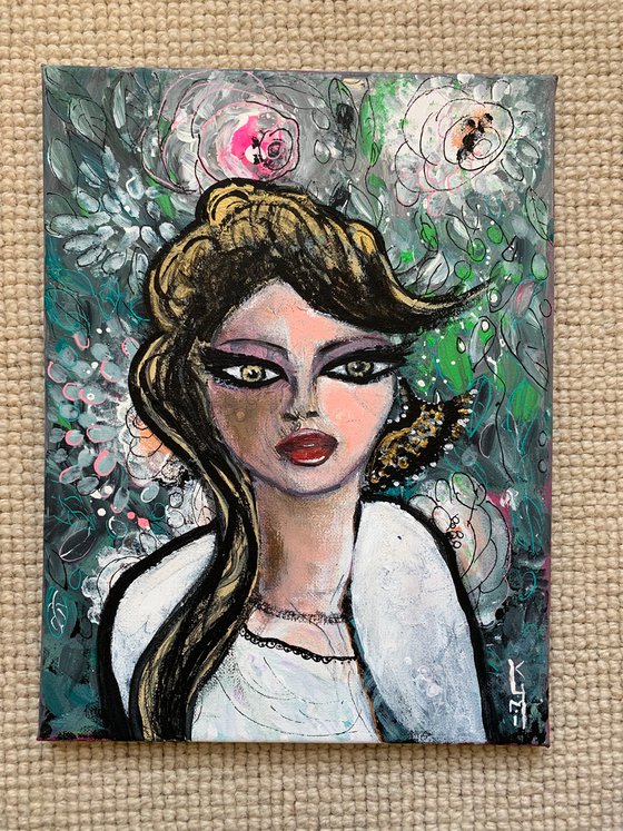 Portrait Woman Acrylic Painting Margaret Kean Inspired Beautiful Gift Ideas Artfinder Wall Decor Artwork on Canvas Paintings Wall Art