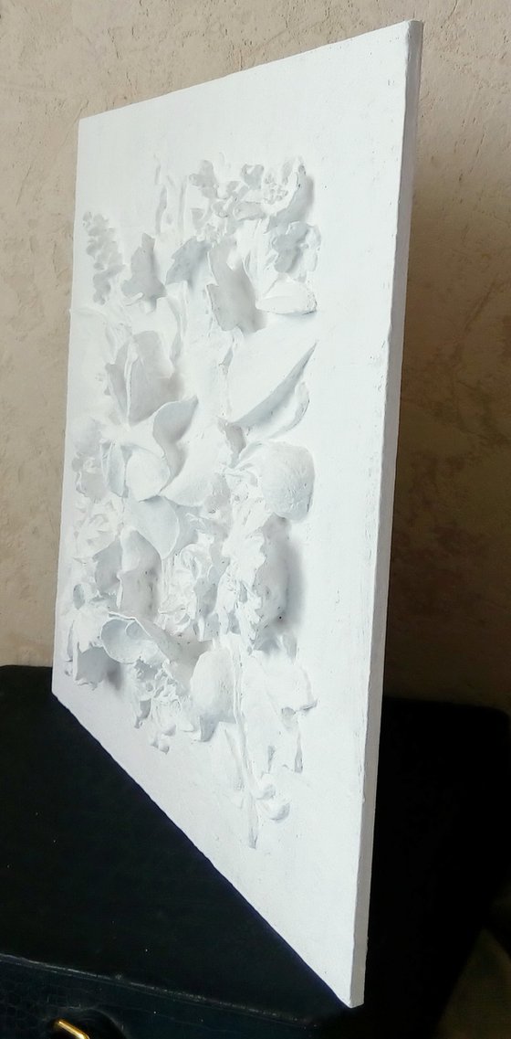 sculptural wall art "Flower arrangement with a rose"