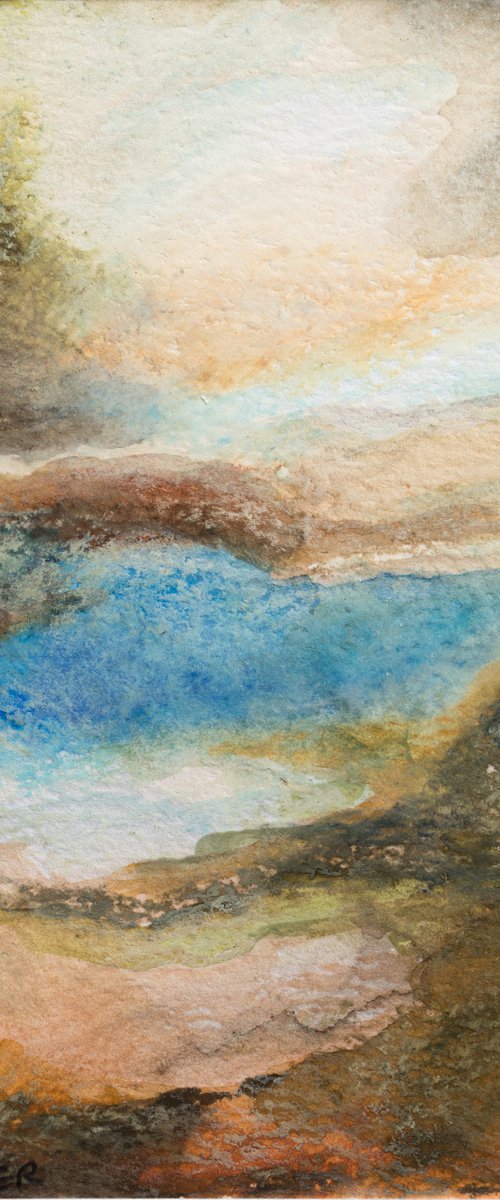 "River's water" - abstract landscape - mixed media - Ready to frame by Fabienne Monestier