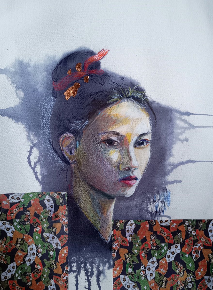 Expressive Portrait Ink Drawing By Marina Del Pozo, 12 X 16", Inkgheisa, Original Artwork