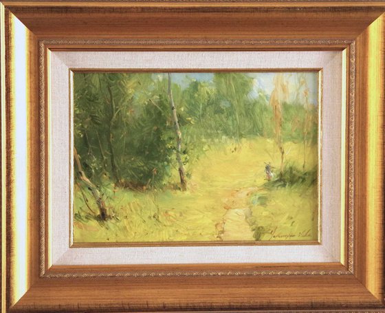 Meadow Landscape  oil painting Hand Painted One of a kind Framed Ready to Hang