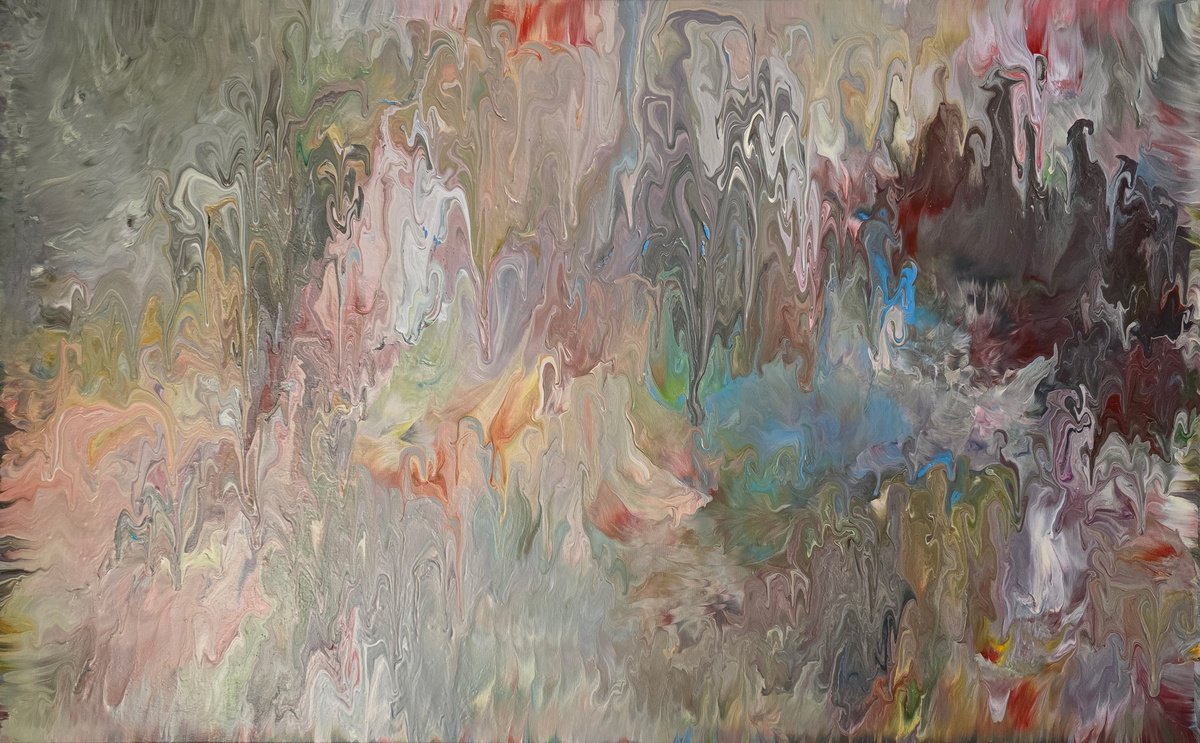 Organic Abstract Acrylic Painting By Alexandra Romano, 48 X 30, Divine Mother, Original Artwork