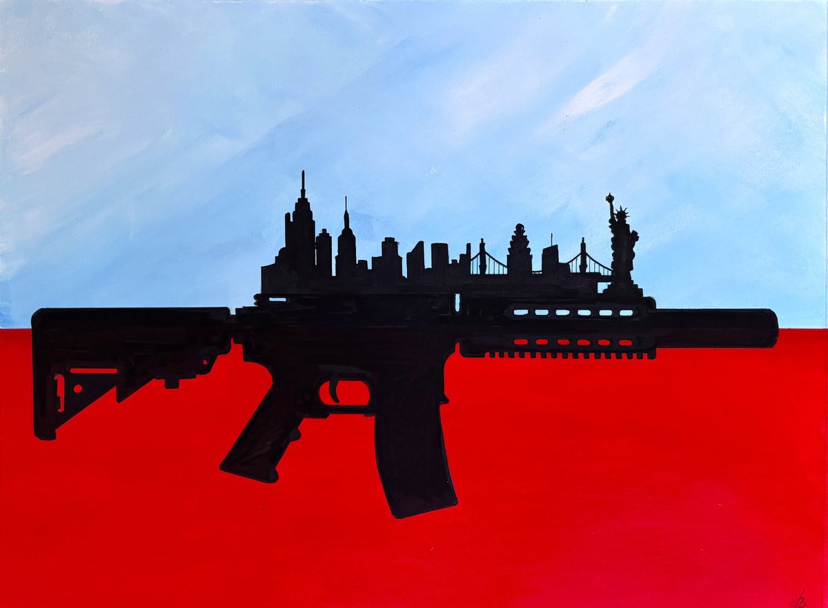 Cityscapes Drawing By Lena Smirnova, 15 X 11", At Gunpoint, Original Artwork