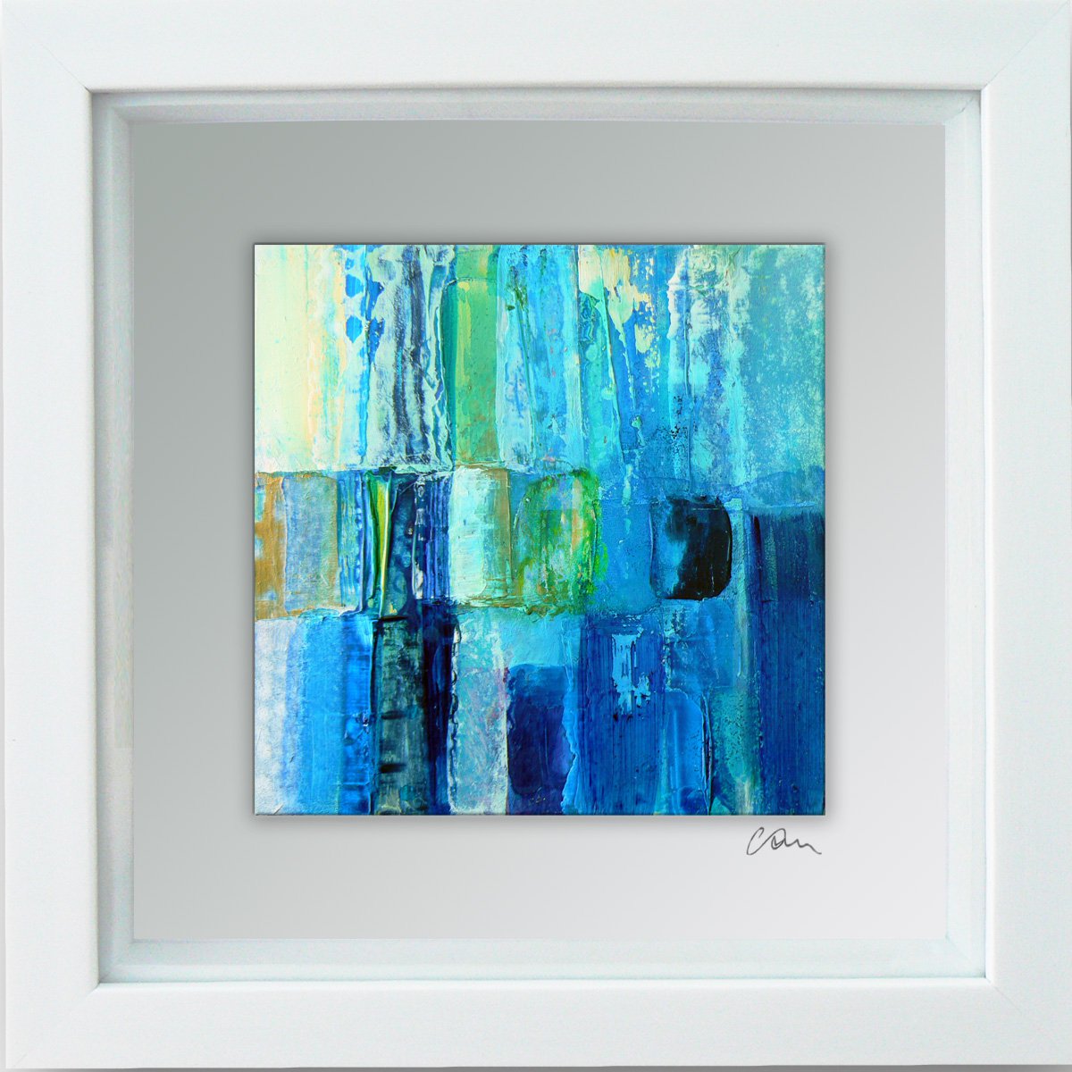 Framed ready to hang original abstract - Deep water #19 by Carolynne Coulson