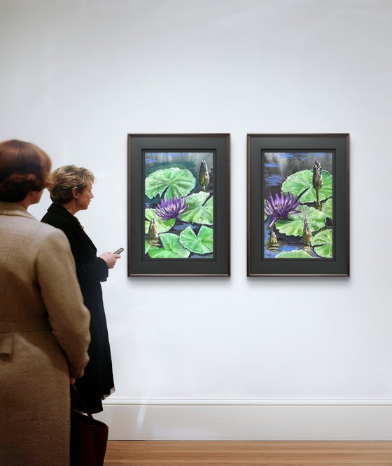 Waterlily Diptych Soft Pastel