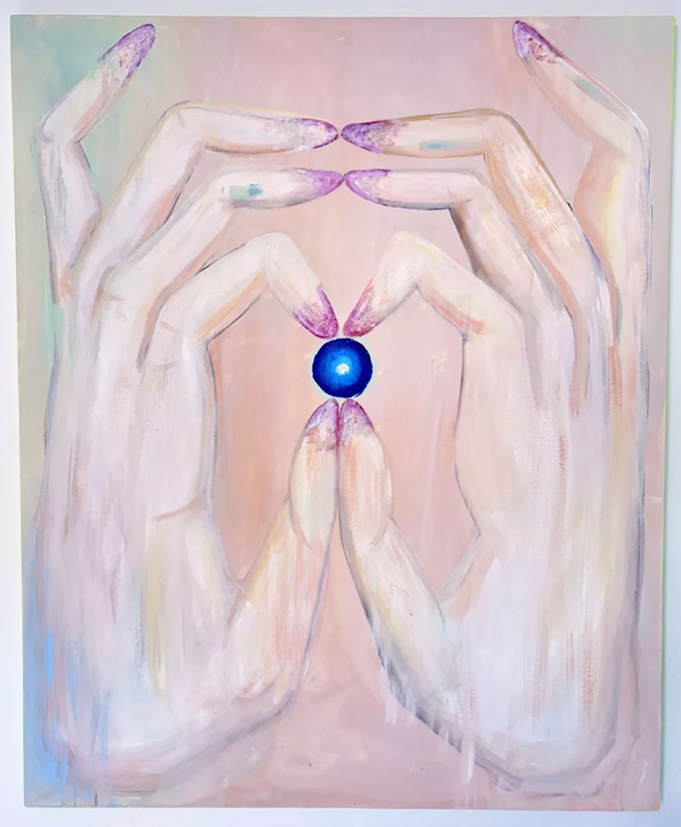 Illustrative Still Life Acrylic Painting By Melissa Aristizabal, 35 X 43", Origin, Original Artwork