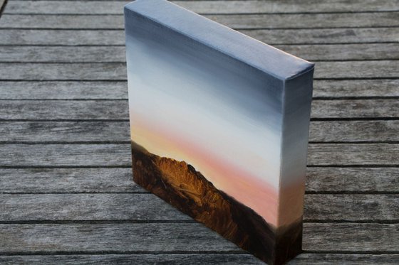 Mountain at dawn - small size - deep edges canvas 20X20cm