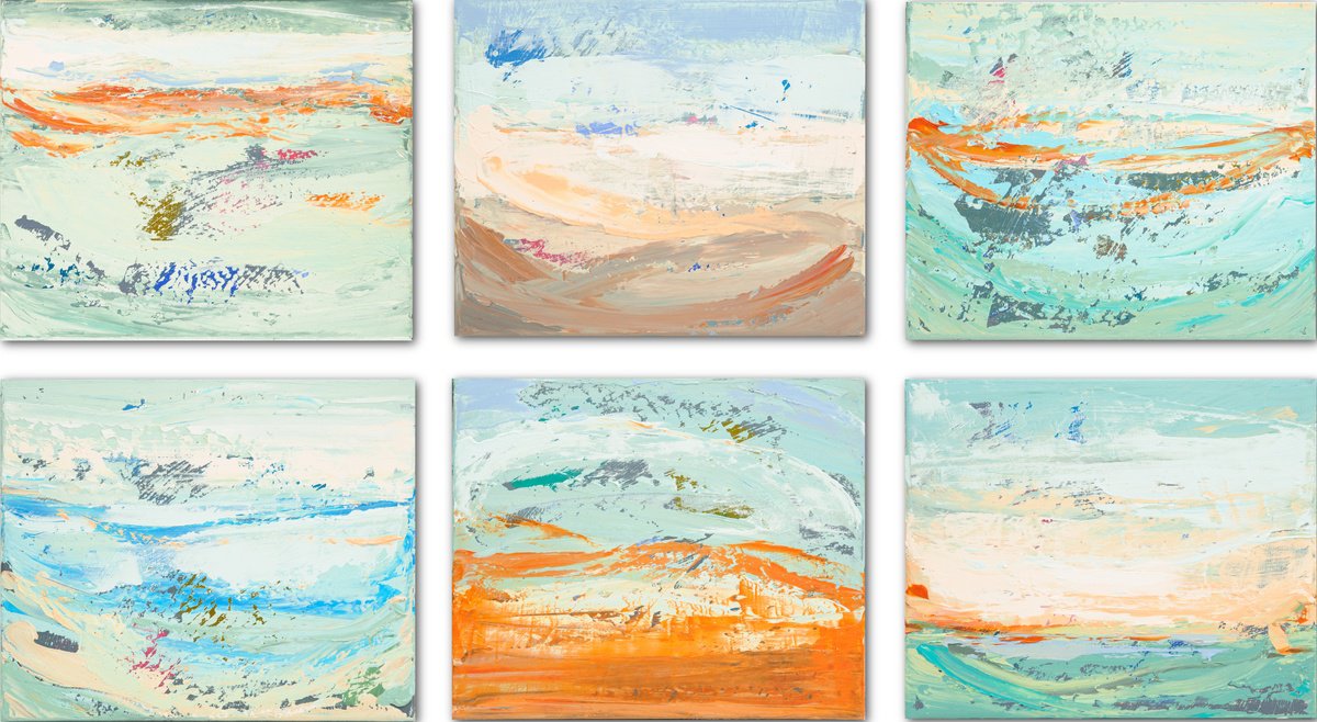 Abstract Landscape Acrylic Painting By Susana Sancho Beltran, 57 X 31", Six Emotional Landscapes, Original Artwork