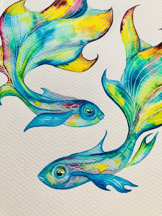 ‘Fish Tales’ Watercolour Painting