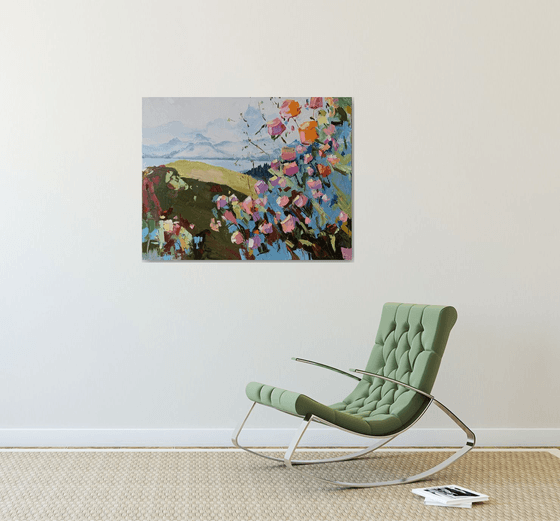 Landscape with flowers.