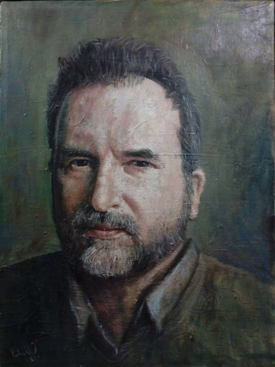 Portrait Oil Painting By Paolo Beneforti, 12 X 16", Selfportrait, Original Artwork