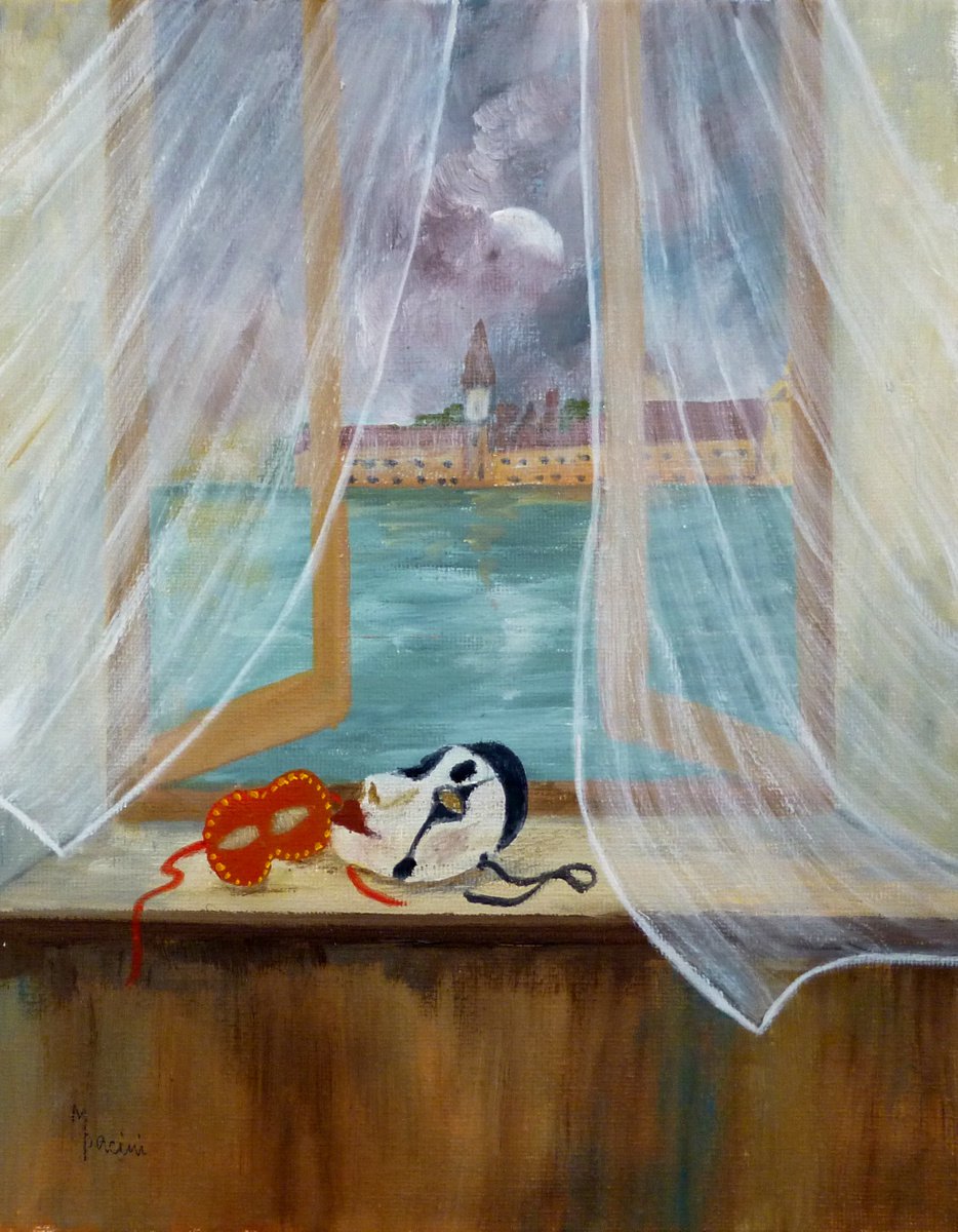 Impressionistic Landscape Oil Painting By Maddalena Pacini, 9 X 11", Late Night Or Early Morning, Original Artwork