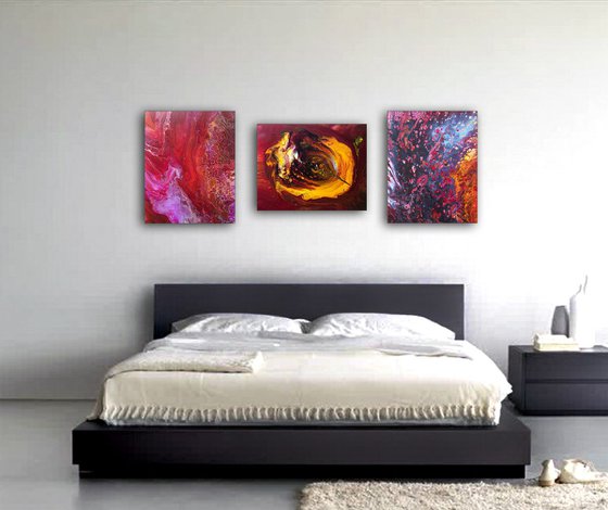 "Birth Of Consciousness Series" - FREE USA SHIPPING - Original Triptych, Abstract PMS Acrylic Paintings Series - 52" x 20"