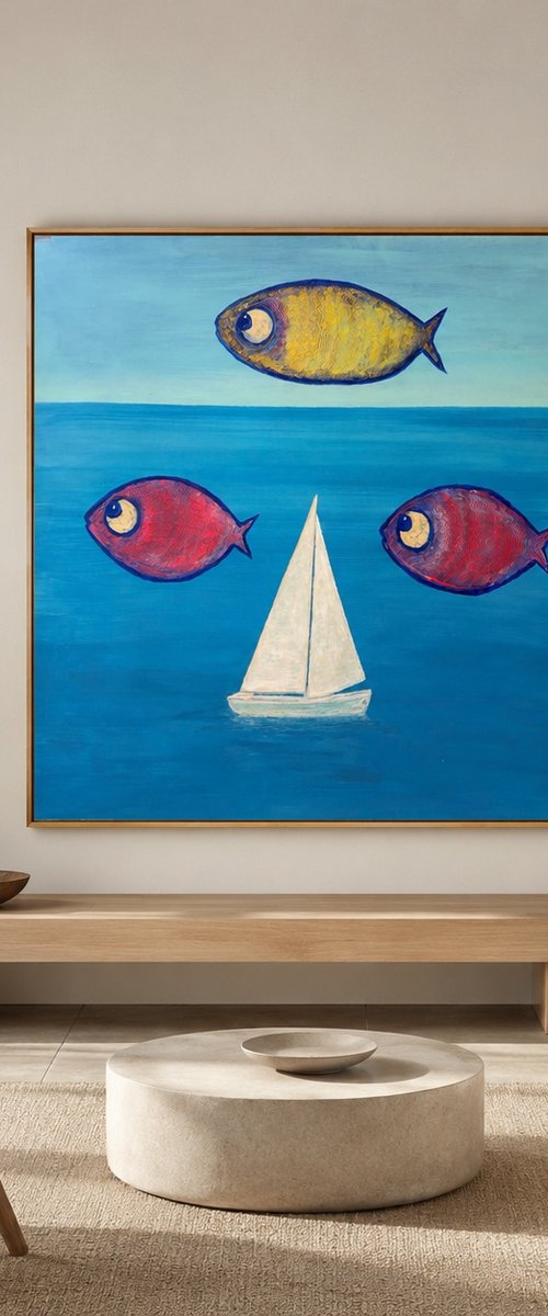 Fish and sailboat by Denys Kuvaiev