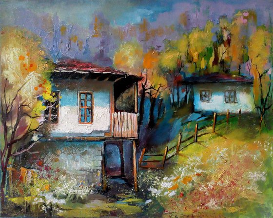 " Village house " - 50 x 40cm Original Oil Painting Landscape