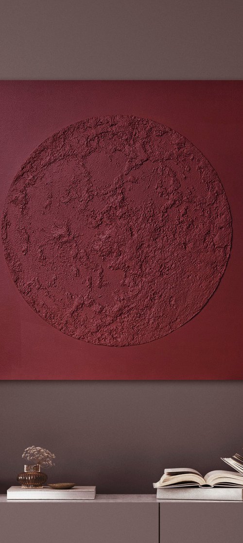 "Burgundy Moon" Burgundy abstract textured by Alex