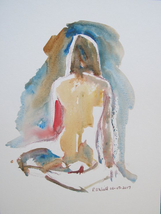 Seated female nude back view