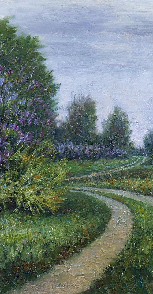 The Lilac Road - spring landscape painting by Nikolay Dmitriev