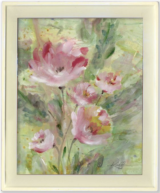 Shabby Chic Charm 14 - Framed Floral art in Painted Distressed Frame by Kathy Morton Stanion