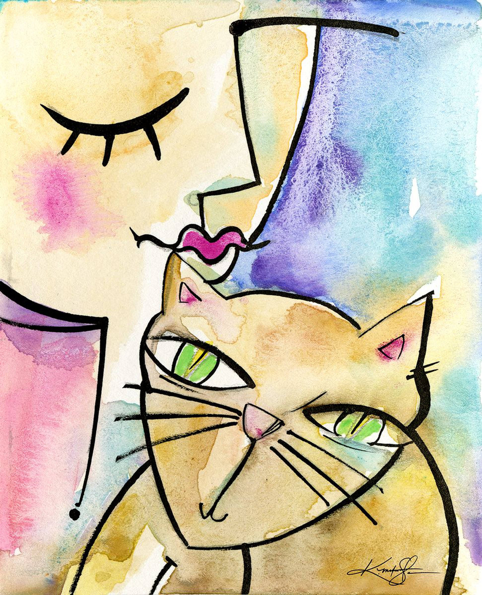 My Crazy Cat 3 Abstract Cat Painting By Kathy Artfinder